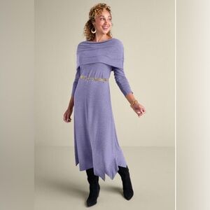 NWT Soft Surroundings B’call Cowl Neck Midi Lavender Size L Dress